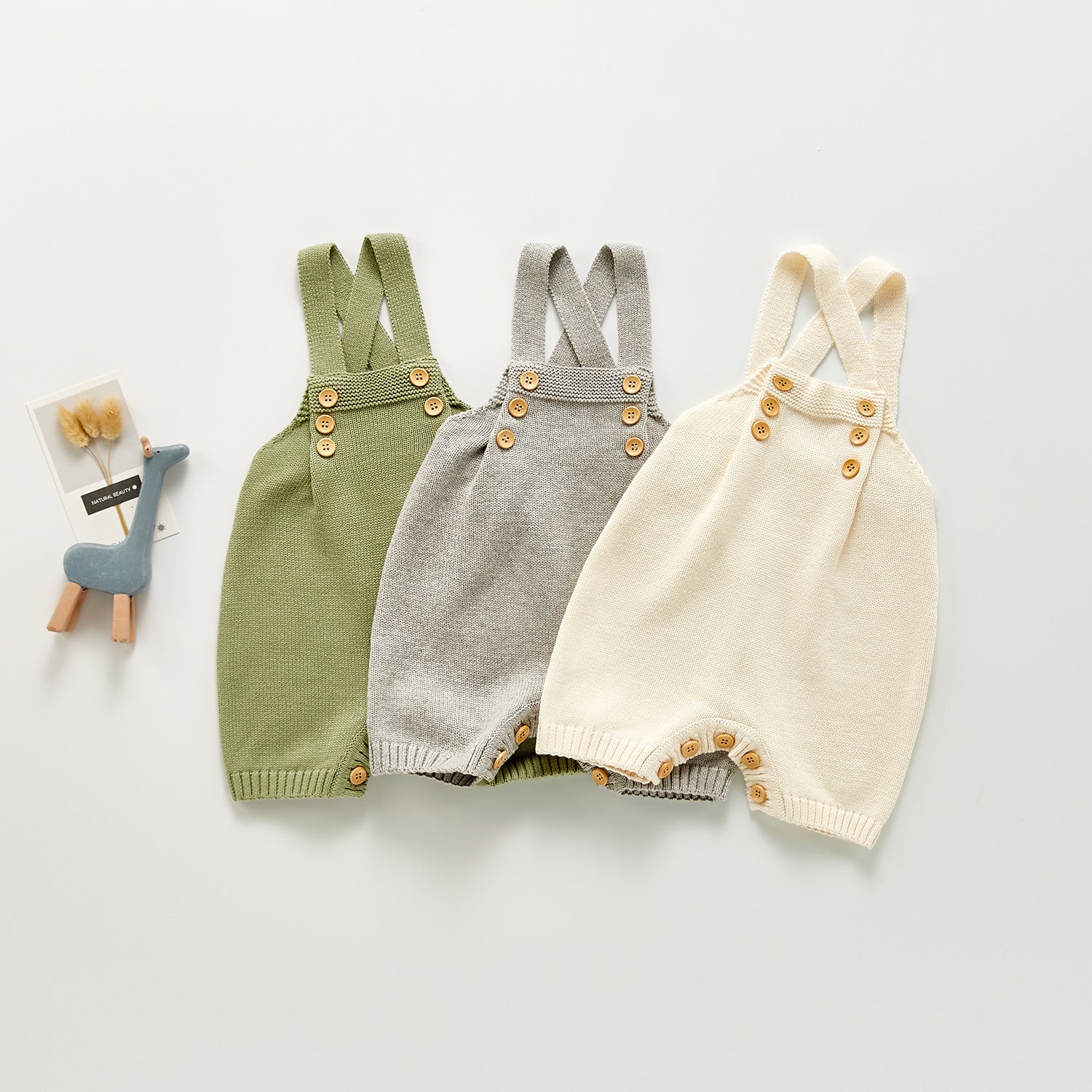 【BABY】折り目デザインニットサロペット CawaKomostore