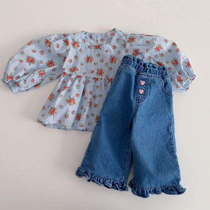 【BABY】ハートフリルボトムス / DENIM CawaKomostore