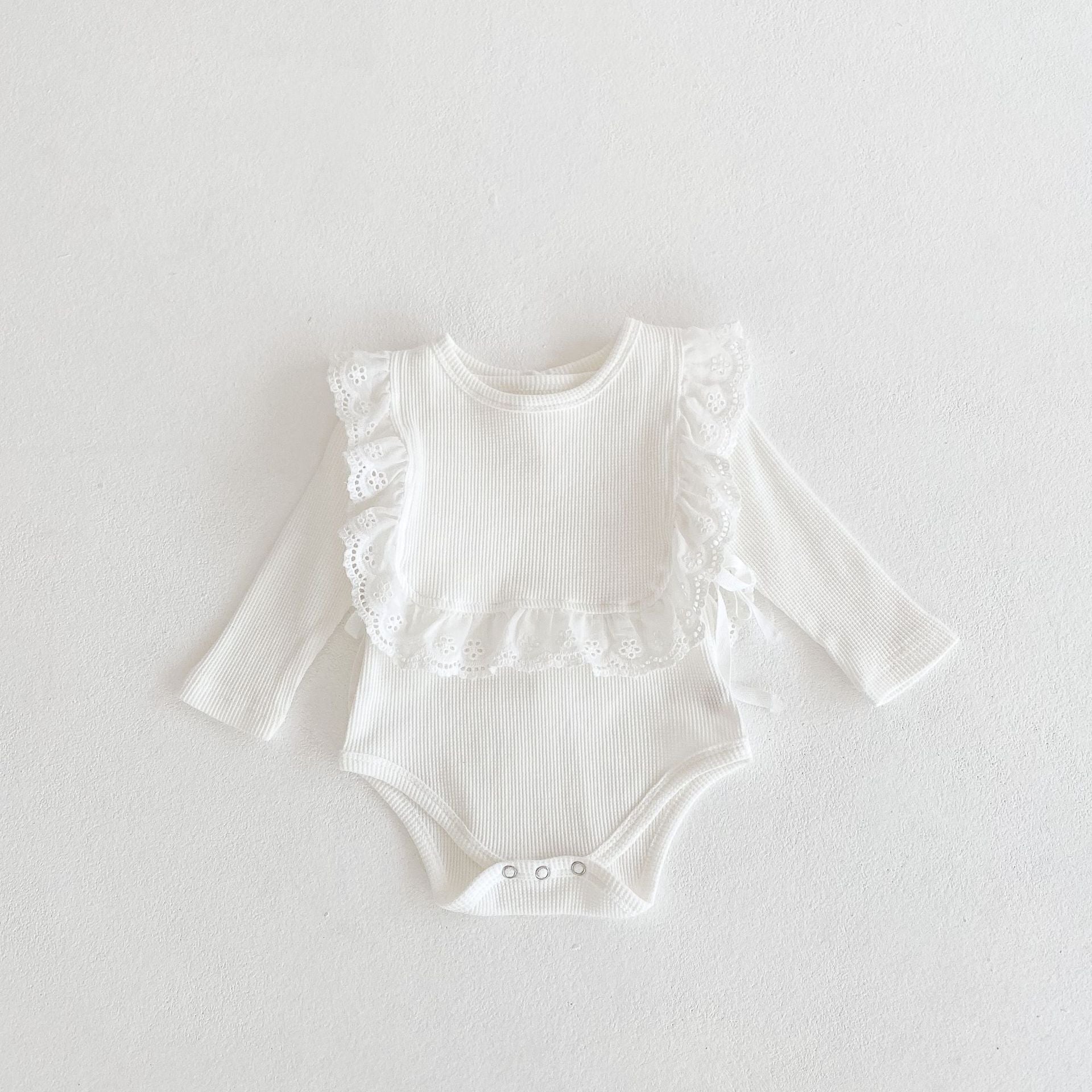 【BABY】レース×リブ編みロンパース CawaKomostore