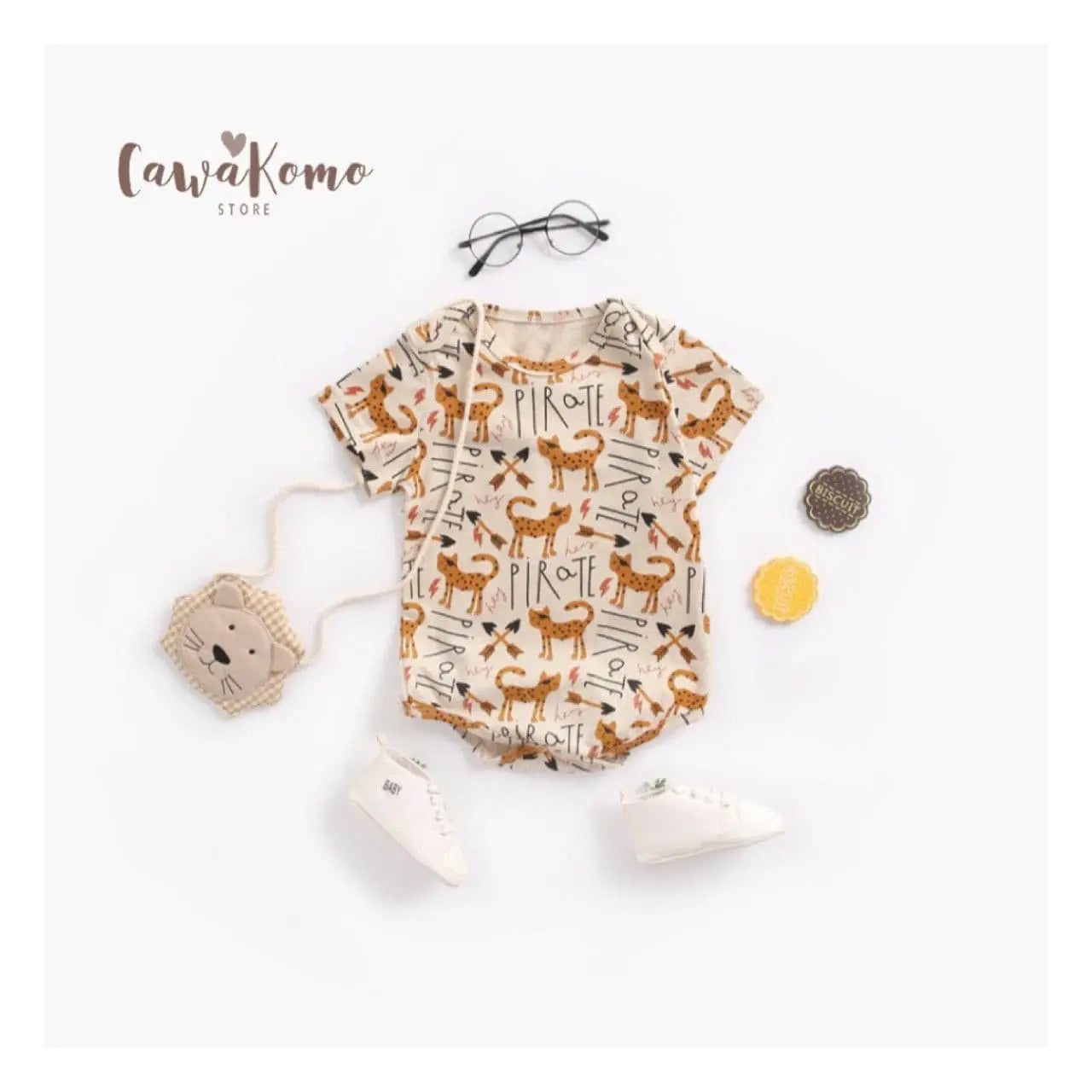 【BABY】アニマル柄ロンパース CawaKomostore