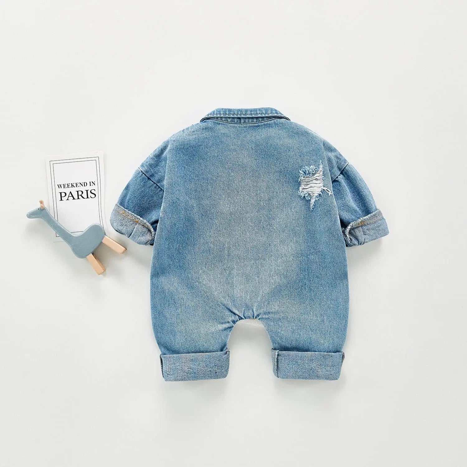 【BABY】ダメージ入りデニムカオーバーオール CawaKomostore