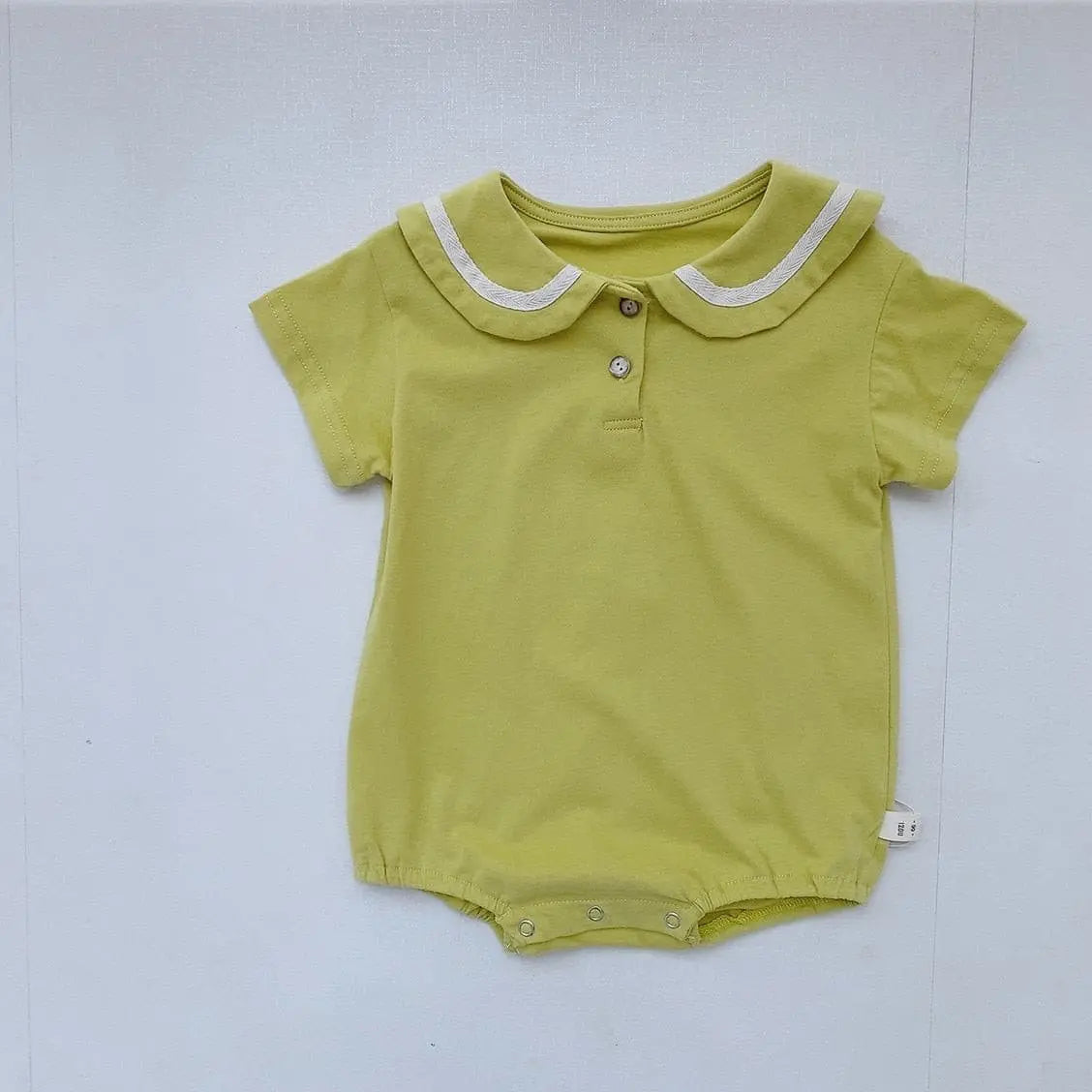 【BABY】green×whiteセーラーカラーロンパース CawaKomostore