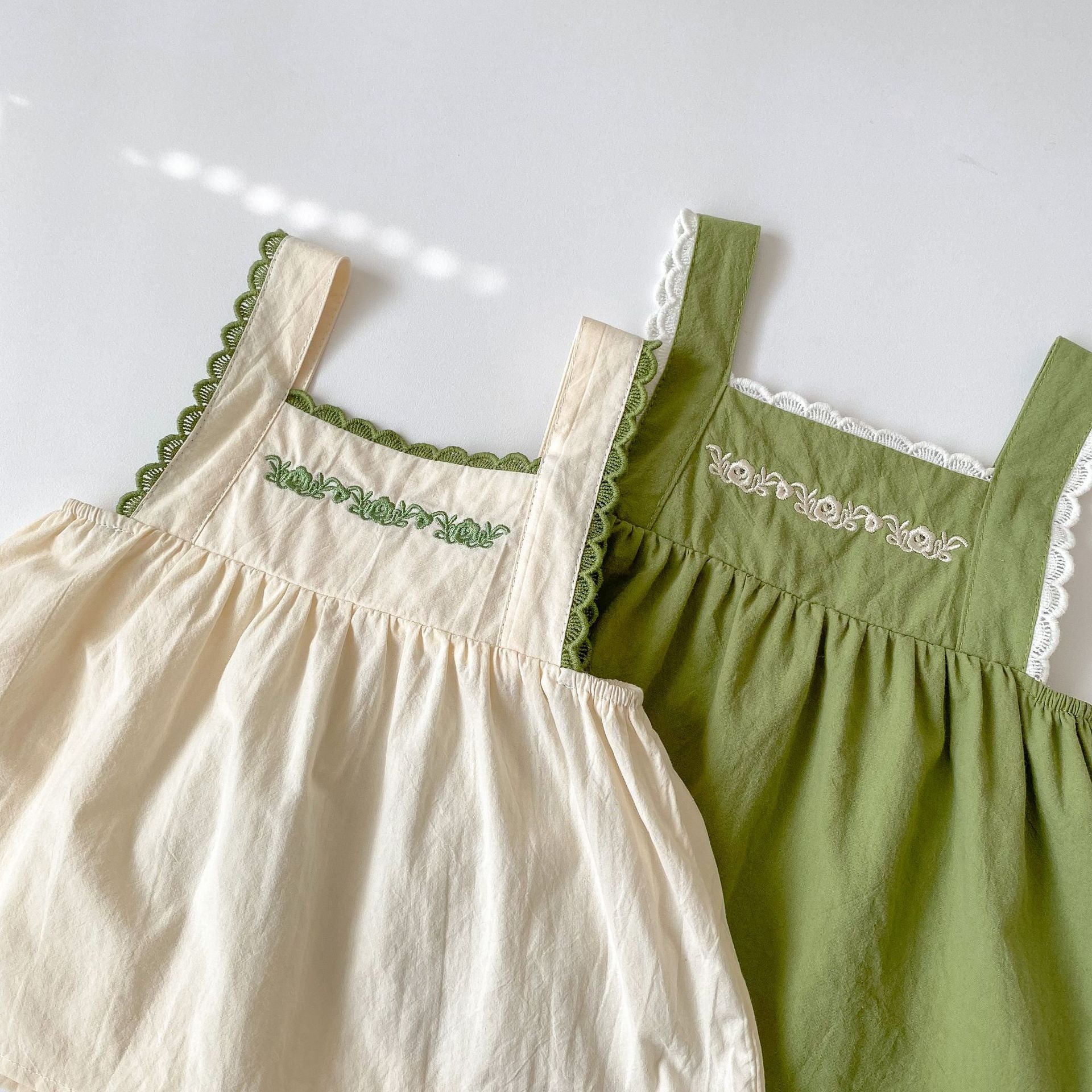 【BABY】フロント刺繡セットアップ（green/white） CawaKomostore