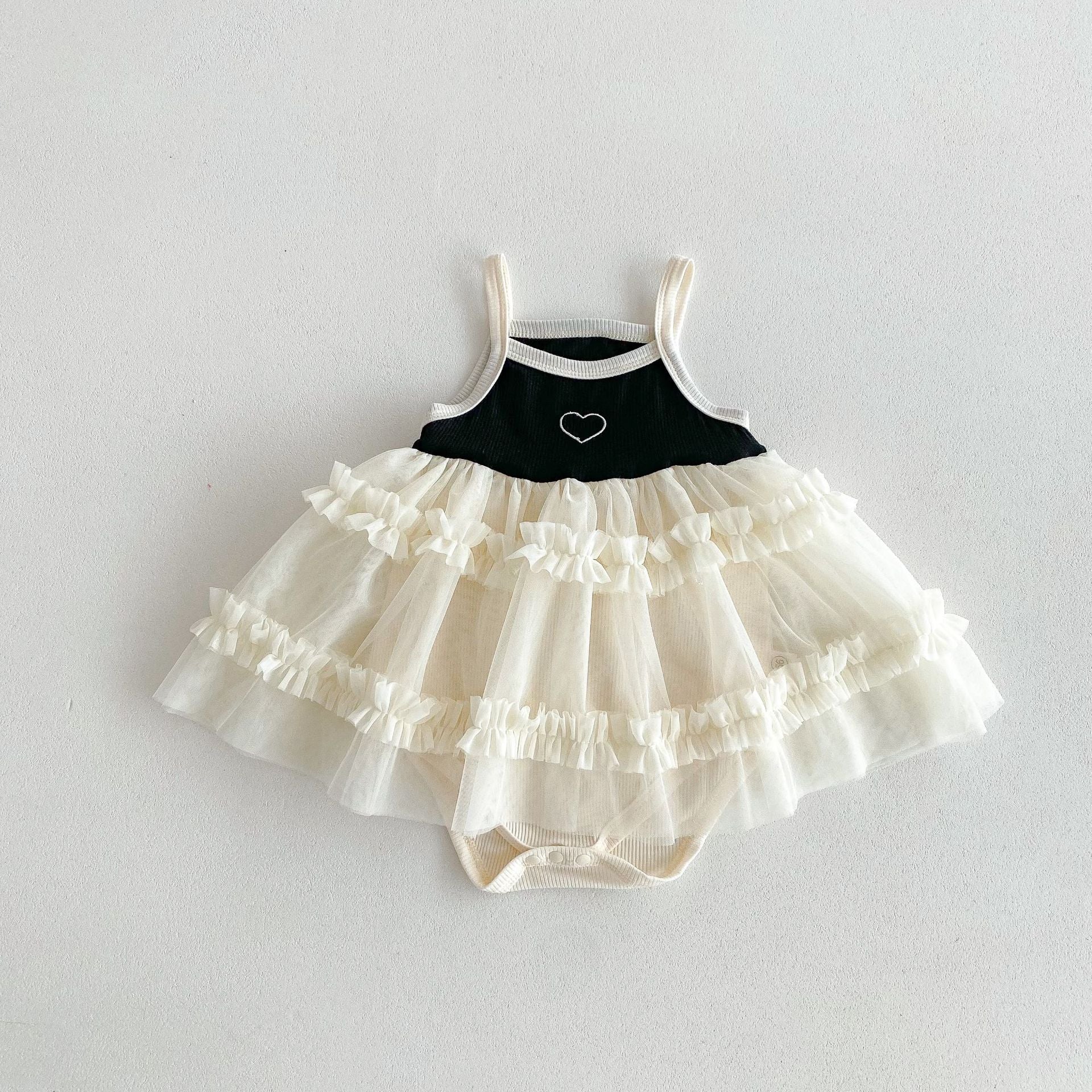 【BABY】モノクロ♥キャミチュールロンパース CawaKomostore