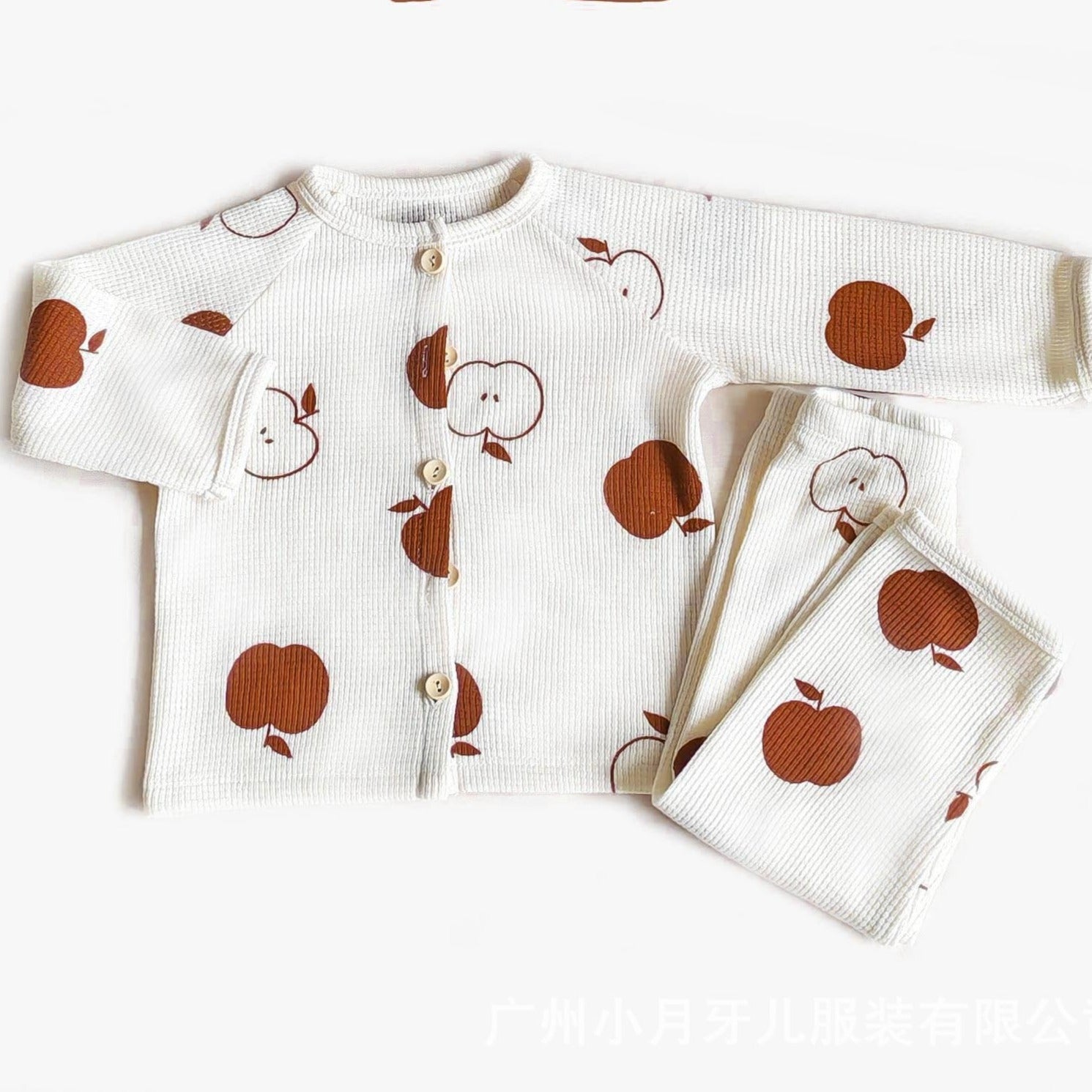 【BABY】ワッフル総柄 長袖セットアップ CawaKomostore