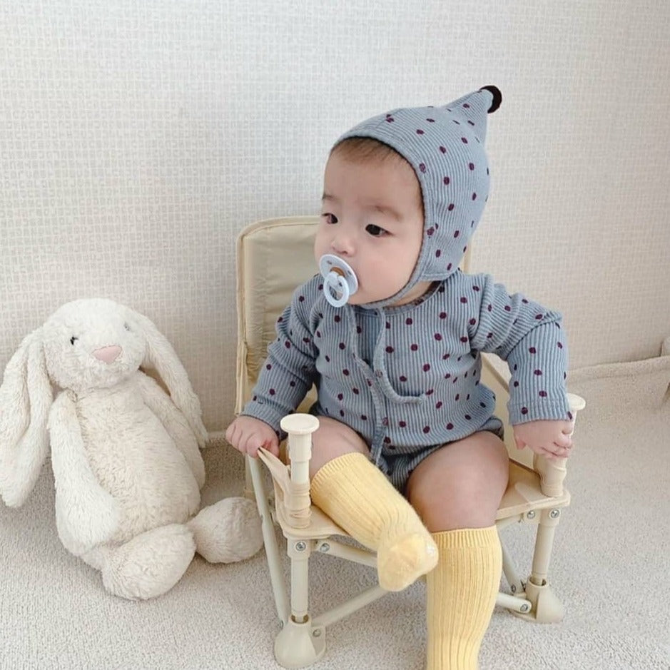 【BABY】ドットリブロンパース × とんがりボンネット CawaKomostore