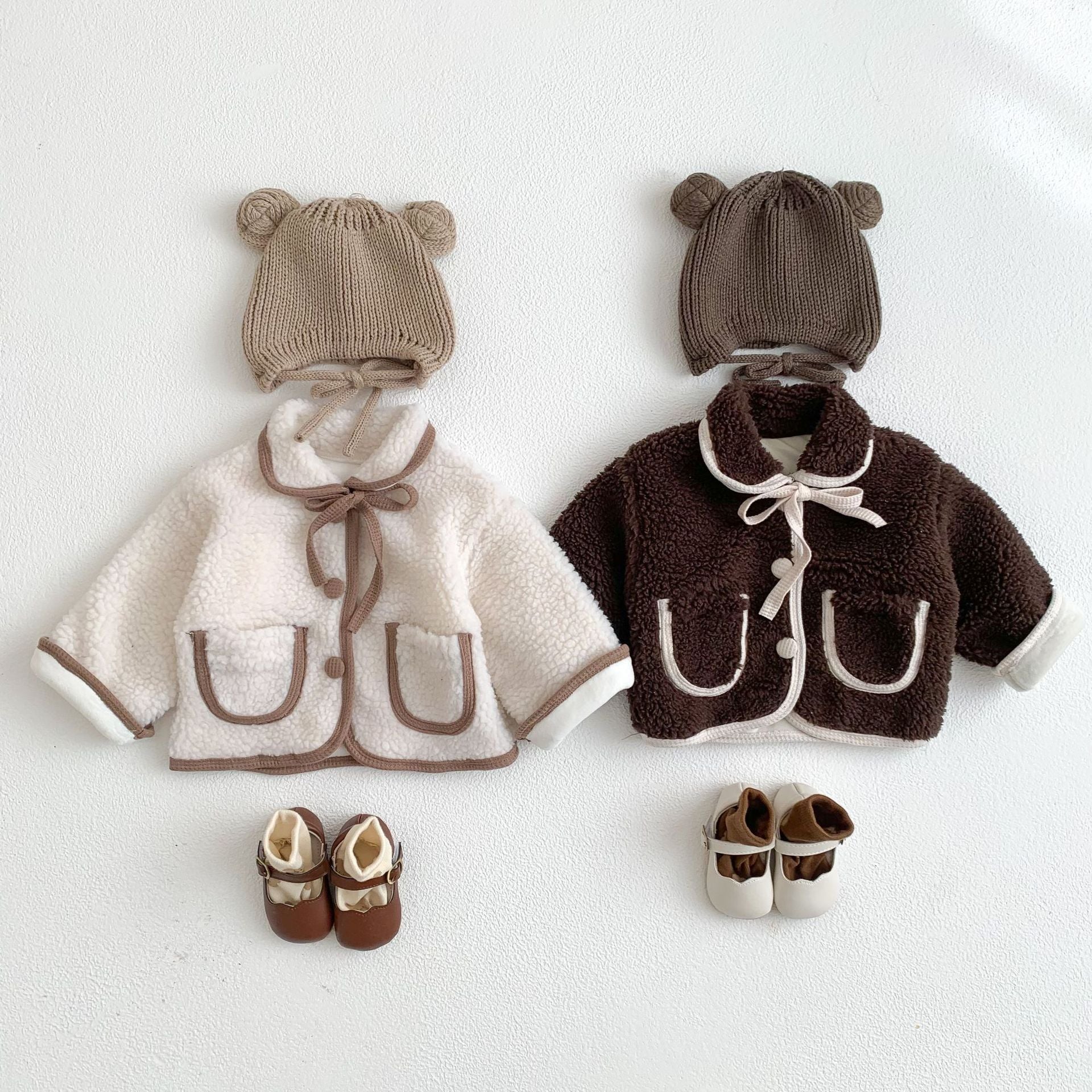 【BABY】襟付きボアアウター（Brown / Off White） CawaKomostore