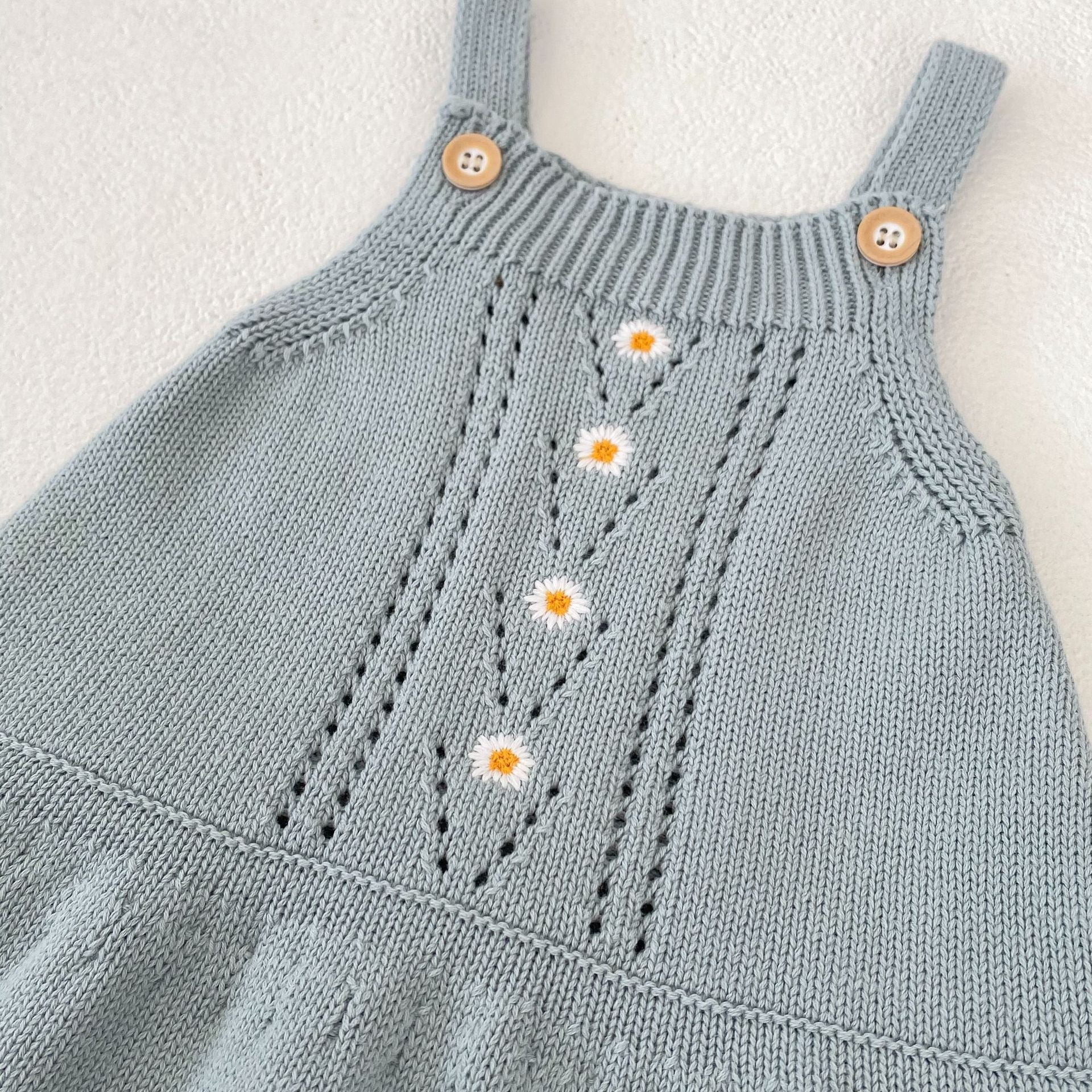 【BABY】ブルー刺繍フラワーニットカーディガン / ワンピース CawaKomostore