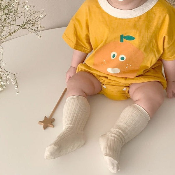 【BABY】オレンジプリント ロンパース CawaKomostore