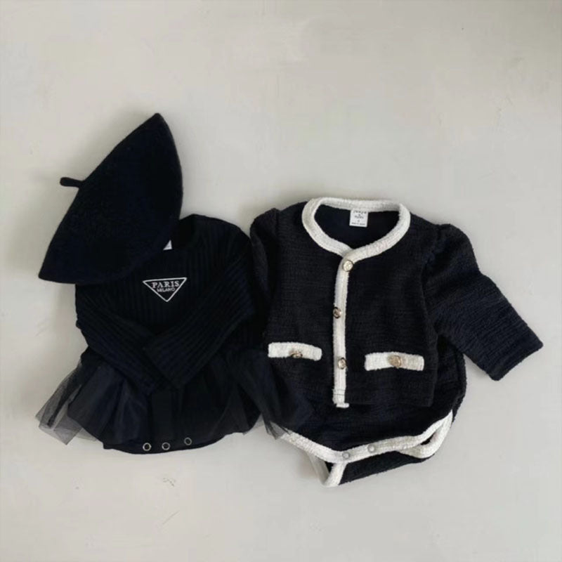 【BABY】レースモノクロロンパース CawaKomostore