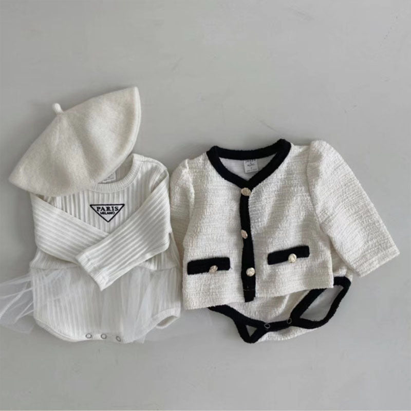 【BABY】レースモノクロロンパース CawaKomostore