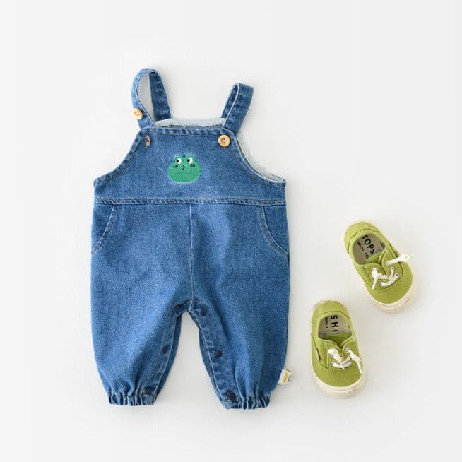 【BABY】Frog刺繍　デニムオーバーオール CawaKomostore