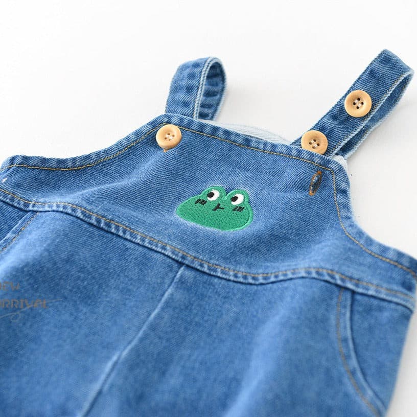 【BABY】Frog刺繍　デニムオーバーオール CawaKomostore