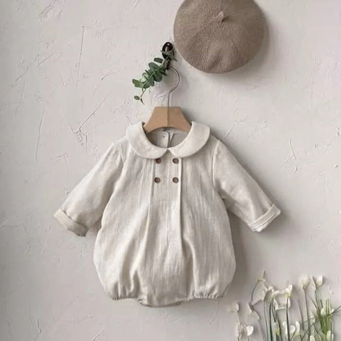 【BABY】ナチュラルリネンボダンロンパース CawaKomostore