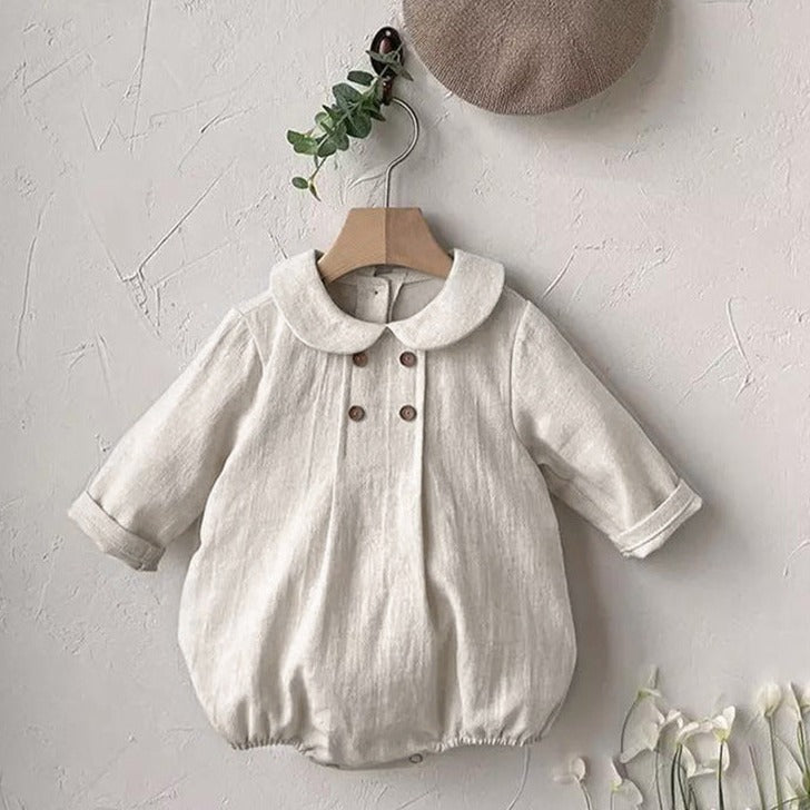 【BABY】ナチュラルリネンボダンロンパース CawaKomostore