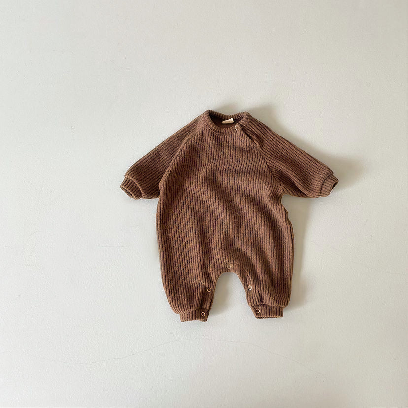 【BABY】クマさんリブニットロンパース（ボンネット） CawaKomostore