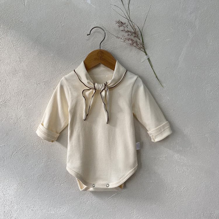 【BABY】スカーフ風襟長袖ロンパース CawaKomostore