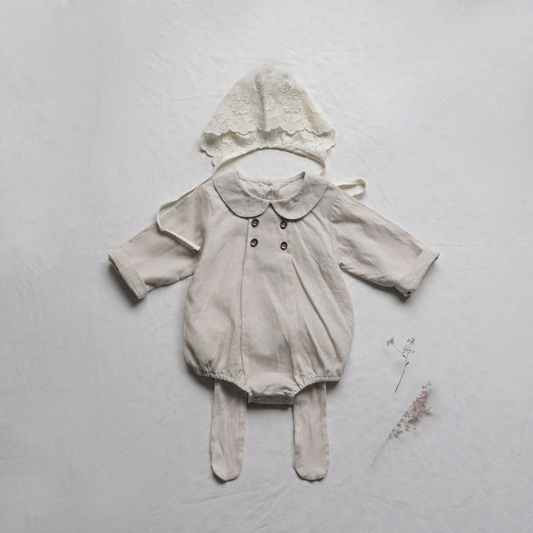 【BABY】ナチュラルリネンボダンロンパース CawaKomostore