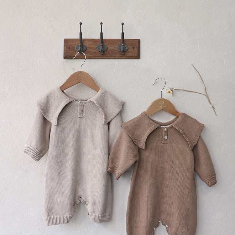 【BABY】ビッグカラーニットオールインワン＋ボンネット CawaKomostore