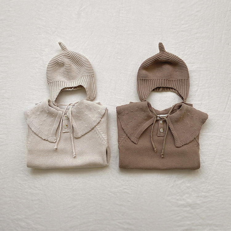 【BABY】ビッグカラーニットオールインワン＋ボンネット CawaKomostore