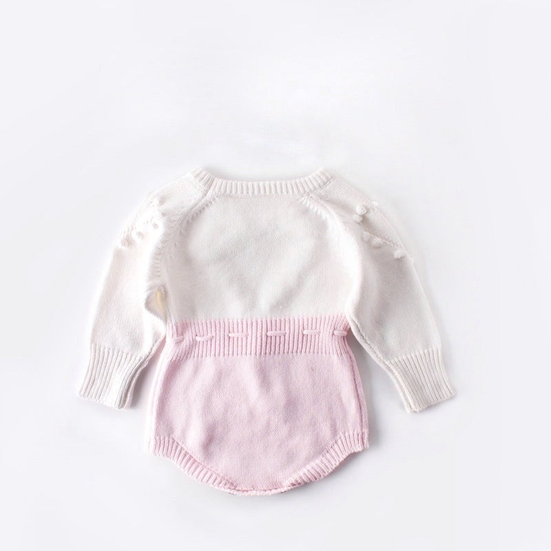 【BABY】ポンポンハートニットロンパース🤍 CawaKomostore