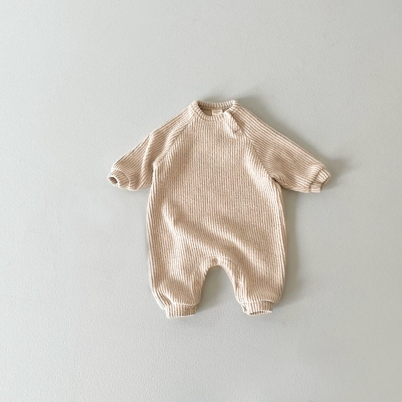 【BABY】クマさんリブニットロンパース（ボンネット） CawaKomostore